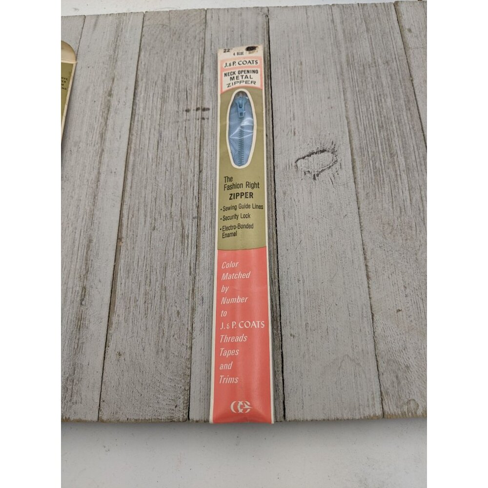 Vintage J&P Coats Neck Opening Metal Zipper 22" Blue 4